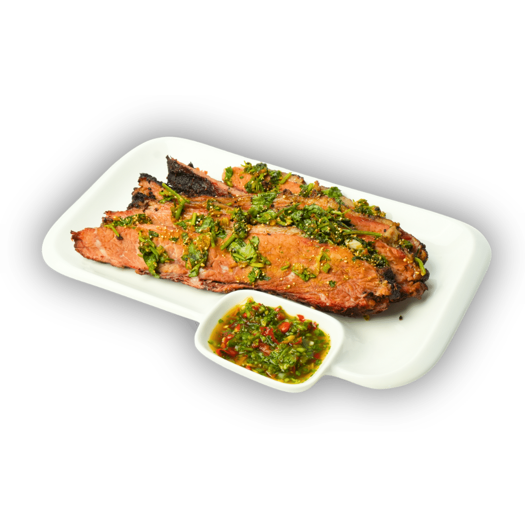 Hmong smoked brisket with Hmong pepper sauce at Rocky's Asian Bistro in Blaine, MN