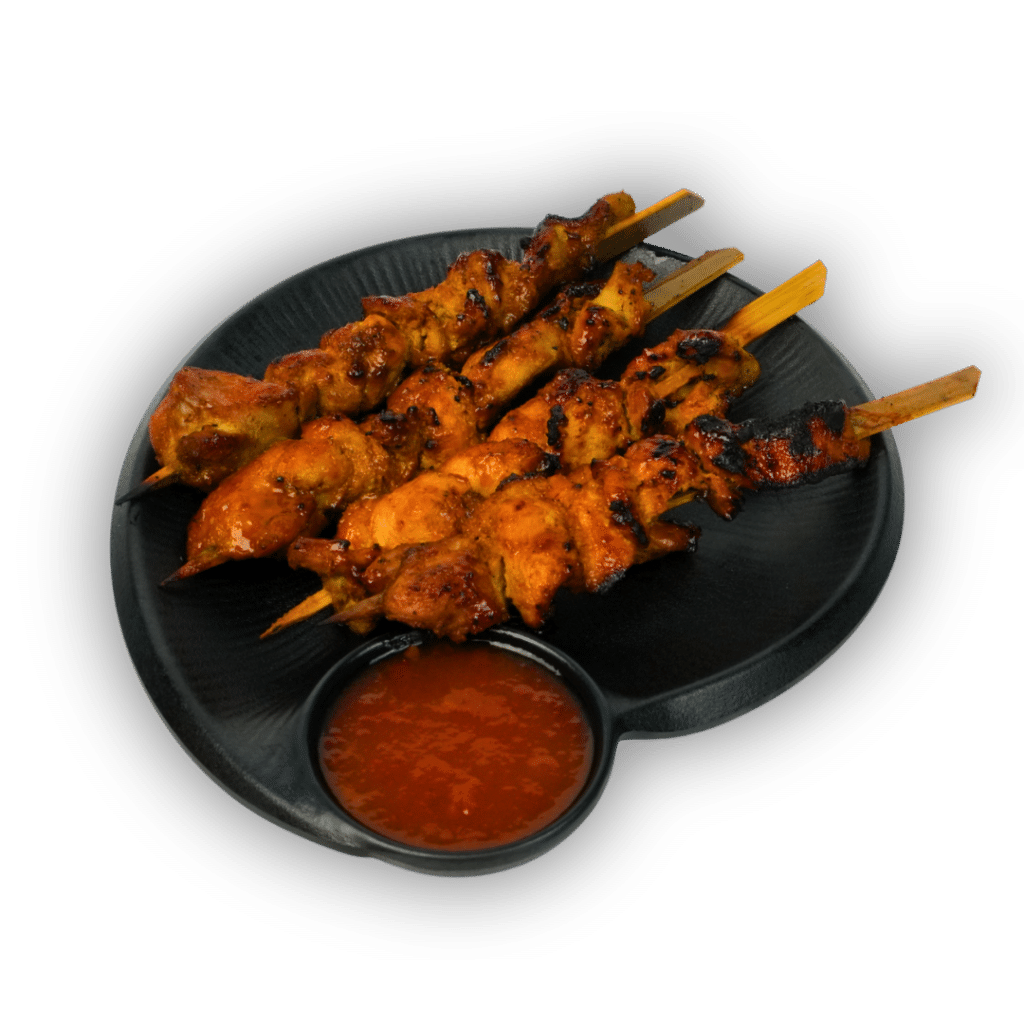 Grilled meat skewers with Thai sweet chili sauce
